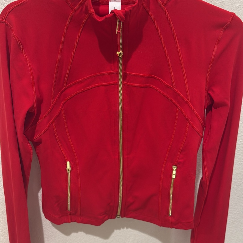 lululemon athletica Red defined Jacket with Gold Zippers
